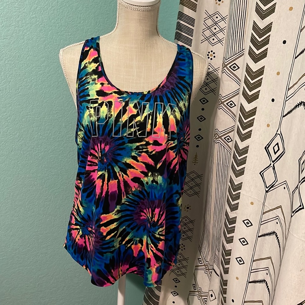 Victoria Secret PINK Neon Tie Dye Bright Sports Tank Top